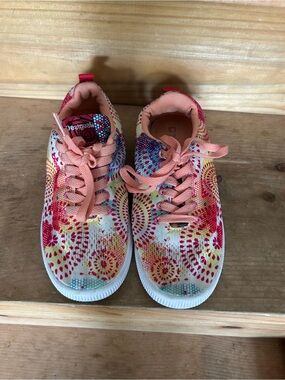 Desigual Kids Coral Pink Multi Spiral-Print Sneakers